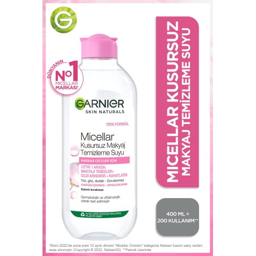 Garnier Micellar Kusursuz Makyaj Temizleme Suyu 400 ml x 2 Adet