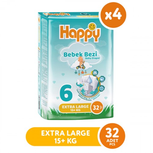 Happy Bebek Bezi Extra Large 6 No 32 li x 4 Adet