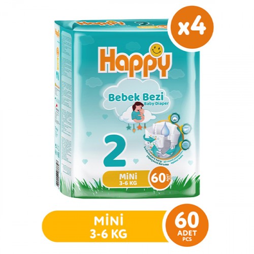 Happy Bebek Bezi Mini 2 No 60 lı x 4 Adet