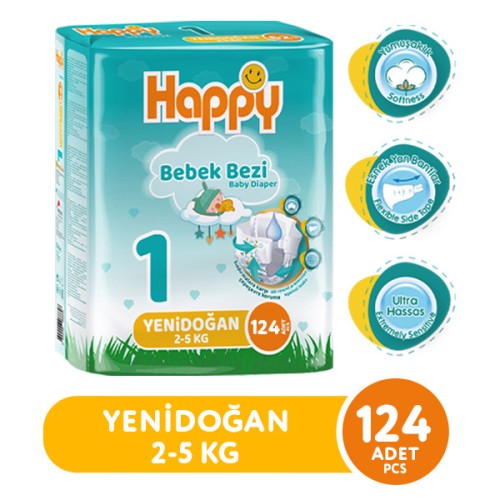 Happy Bebek Bezi Yenidoğan 1 No 62 li x 2 Adet Happy Bebek Bezi Yenidoğan 1 No 62 li x 2 Adet