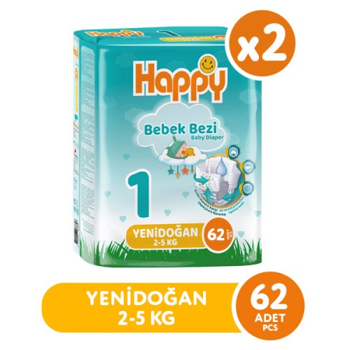 Happy Bebek Bezi Yenidoğan 1 No 62 li x 2 Adet Happy Bebek Bezi Yenidoğan 1 No 62 li x 2 Adet