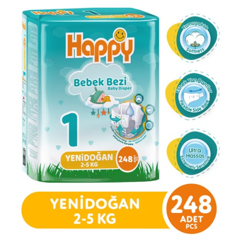 Happy Bebek Bezi Yenidoğan 1 No 62 li x 4 Adet Happy Bebek Bezi Yenidoğan 1 No 62 li x 4 Adet