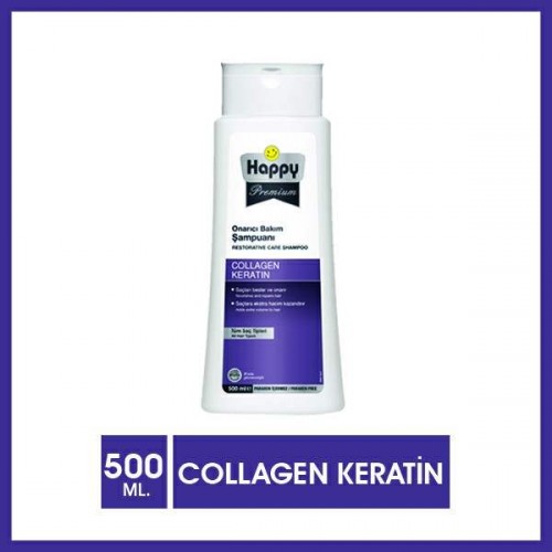 Happy Premium Collagen Keratin Onarıcı Bakım Şampuanı 500 ml