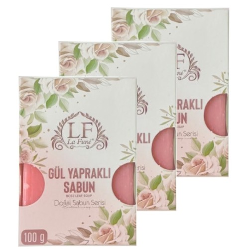 Lafune Gül Yapraklı Doğal Yüz ve Vücut Sabunu 100 gr x 3 Adet