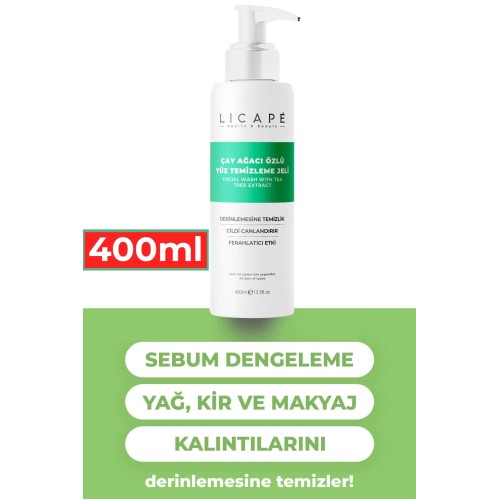 Licape Çay Ağacı Özlü Yüz Temizleme Jeli 400 ml