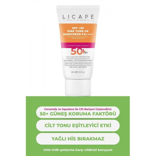 Licape Yüksek Korumalı Renk Tonu Eşitleyici Pembe Güneş Kremi 40 ml Licape Yüksek Korumalı Renk Tonu Eşitleyici Pembe Güneş Kremi 40 ml