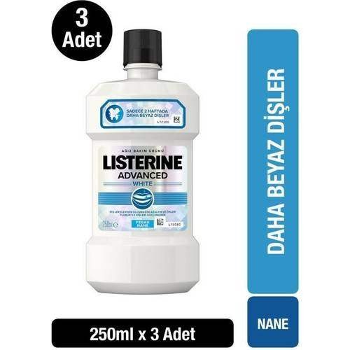 Listerine Ağız Bakım Suyu Advenced White 250 ml x 3 Adet