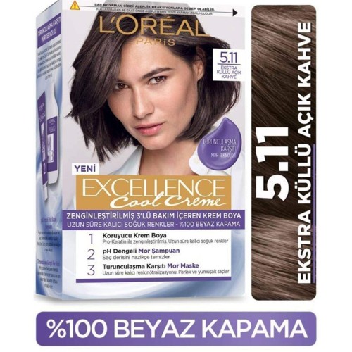 Loreal Paris Excellence Cool Creme 5.11 Ekstra Küllü Açık Kahve Saç Boyası