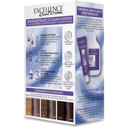 Loreal Paris Excellence Cool Creme 7.11 Ekstra Küllü Kumral Saç Boyası Loreal Paris Excellence Cool Creme 7.11 Ekstra Küllü Kumral Saç Boyası