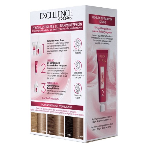 Loreal Paris Excellence Creme 8.1 Koyu Sarı Küllü Saç Boyası x 2 Adet