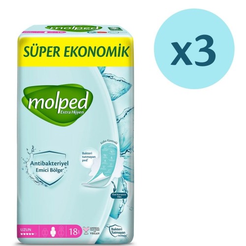 Molped Extra Hijyen Uzun Süper Ekonomik Ped 18 li x 3 Adet