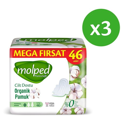 Molped Pure Soft Mega Hijyenik Ped Normal Ultra 46 lı x 3 Adet