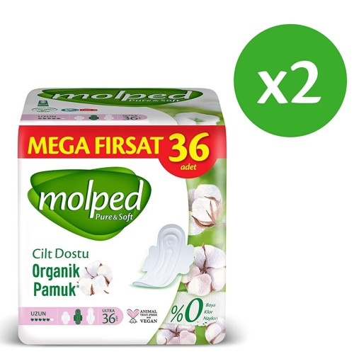 Molped Pure Soft Mega Hijyenik Ped Uzun Ultra 36 lı x 2 Adet