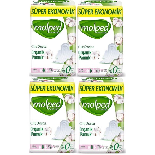 Molped Pure Soft Ekonomik Hijyenik Ped Uzun 18 li x 4 Adet