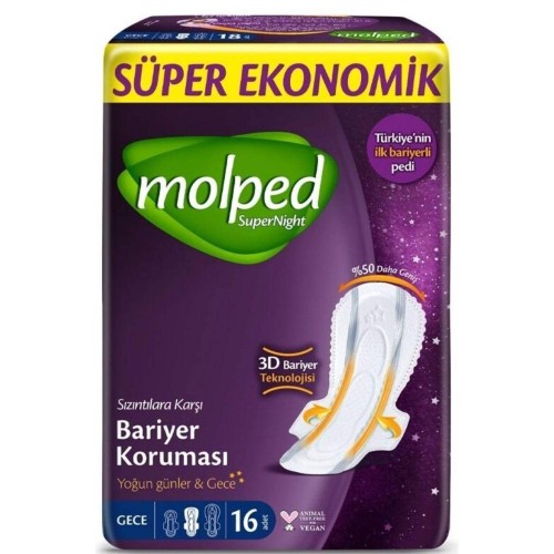 Molped Supernight Hijyenik Ped Gece 16 lı