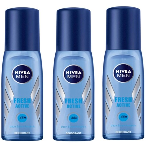 Nivea Men Pump Sprey Fresh Active Erkek Deodorant 75 ml x 3 Adet