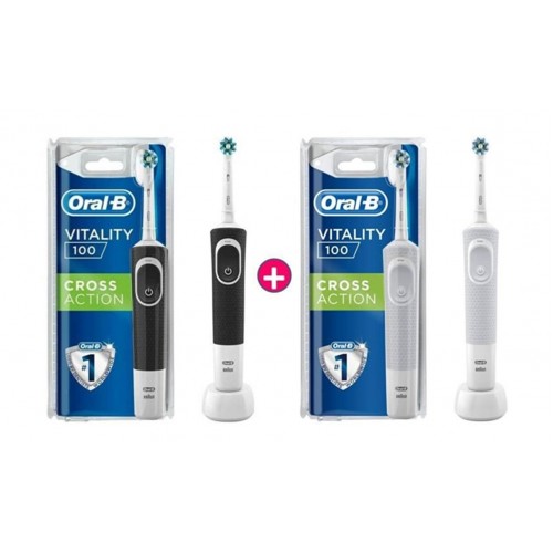 Oral-B D100 Cross Action Siyah + Beyaz Şarjlı Diş Fırçası