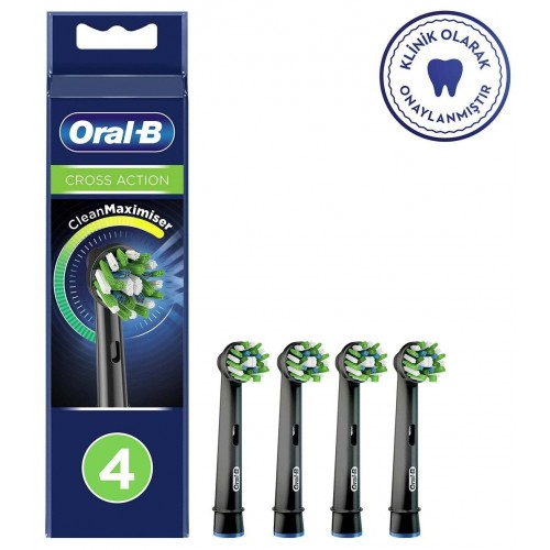 Oral-B Diş Fırçası Yedek Başlığı CleanMaximiser CrossAction Siyah 4 lü