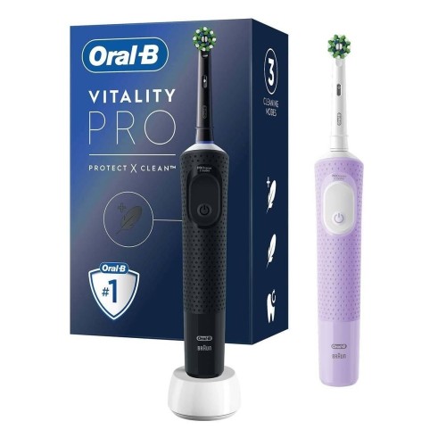 Oral-B Vitality Pro Protect X Clean Siyah+Lila Şarjlı Diş Fırçası 2 li Oral-B Vitality Pro Protect X Clean Siyah+Lila Şarjlı Diş Fırçası 2 li