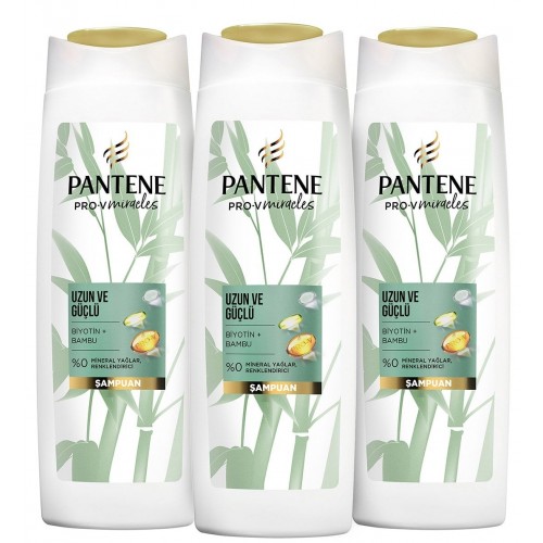 Pantene Uzun ve Güçlü Saçlar Bambu Biyotinli Şampuan 350 ml x 3 Adet