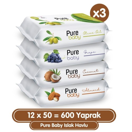 Pure Baby Islak Mendil 50 li x 12 Adet