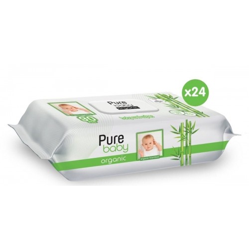 Pure Baby Organik Bambu Özlü Islak Havlu 90 lı x 24 Adet