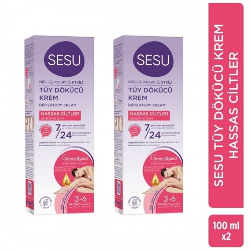 Sesu Tüy Dökücü Krem Hassas Ciltler 100 ml x 2 Adet