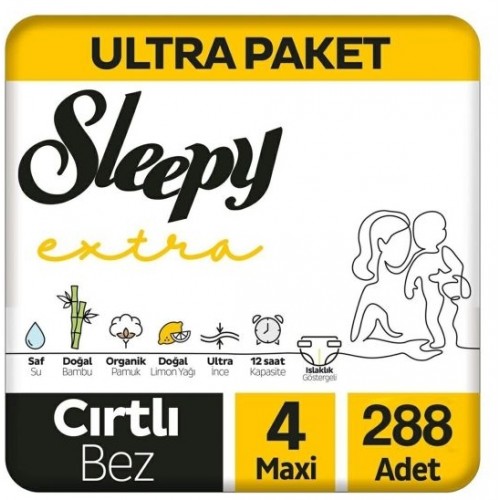 Sleepy Extra Avantajlı Bebek Bezi 4 Numara Maxi 96 lı x 3 Adet