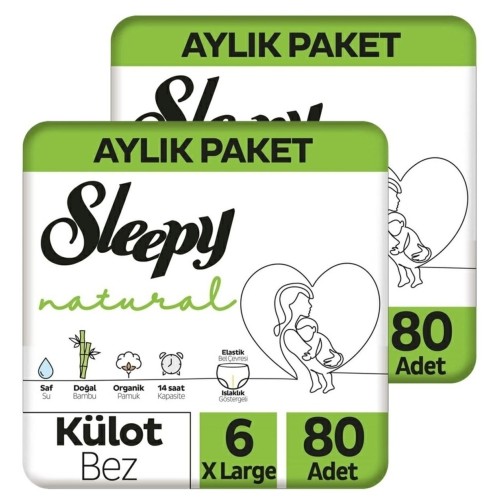 Sleepy Natural Külot Bez X-Large 6 No 80 li x 2 Adet