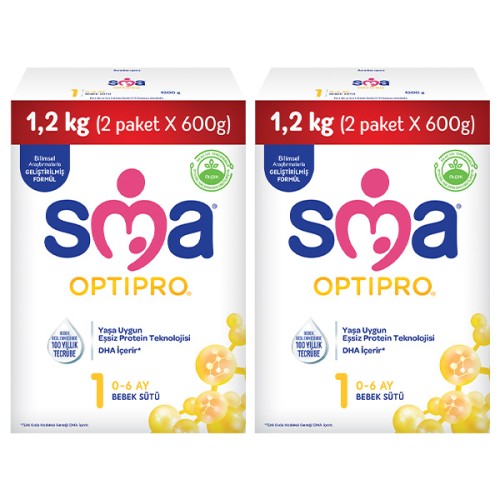 SMA Optipro 1 0-6 Ay Bebek Sütü 1200 gr x 2 Adet
