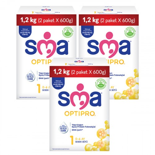 SMA Optipro 1 0-6 Ay Bebek Sütü 1200 gr x 3 Adet
