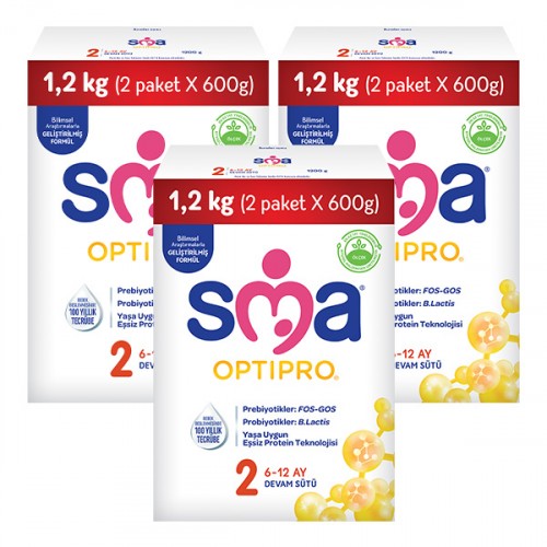 SMA Optipro Probiyotik 2 6-12 Ay Bebek Sütü 1200 gr x 3 Adet