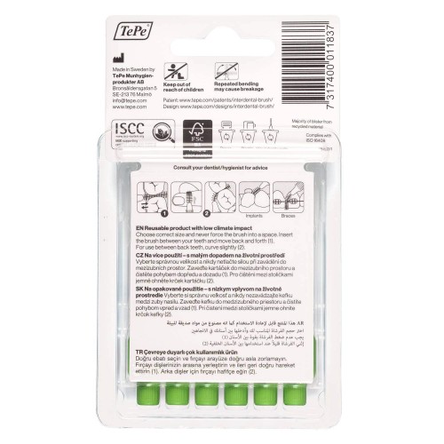 Tepe Interdental Brush Arayüz Fırçası Yeşil 0.8 mm 6 lı Tepe Interdental Brush Arayüz Fırçası Yeşil 0.8 mm 6 lı