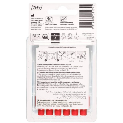 Tepe Interdental Brush Arayüz Fırçası Kırmızı 0.5 mm 6 lı