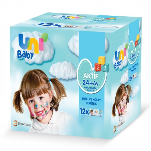 Uni Baby Aktif Oyna Öğren Islak Mendil 3 lü (156 Yaprak) x 4 Adet