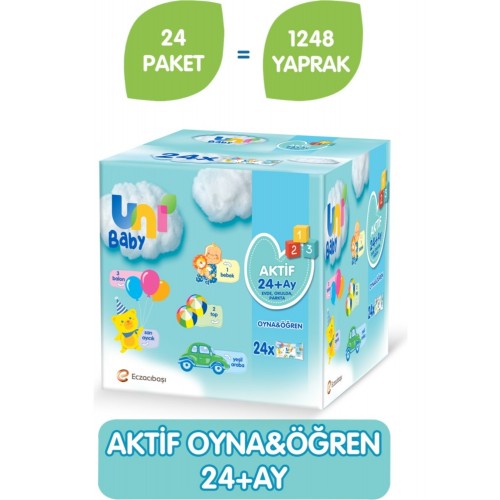 Uni Baby Aktif Oyna Öğren Islak Mendil 3 lü (156 Yaprak) x 8 Adet