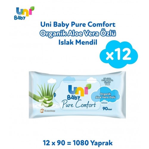 Uni Baby Pure Comfort Aloe Vera Özlü Islak Mendil 90 lı x 12 Adet