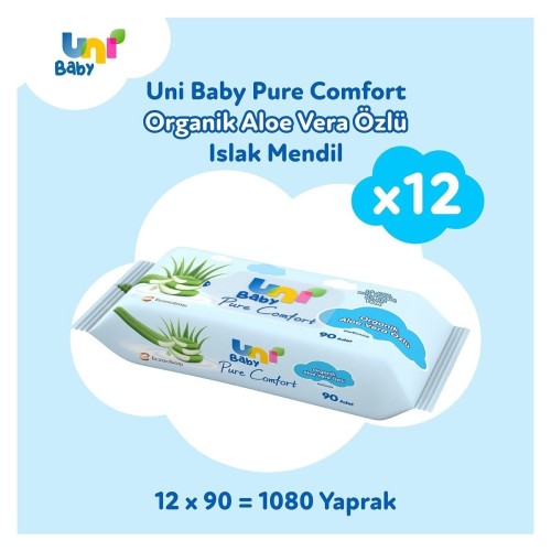 Uni Baby Pure Comfort Aloe Vera Özlü Islak Mendil 90 lı x 12 Adet