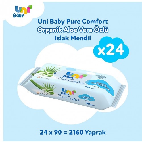 Uni Baby Pure Comfort Aloe Vera Özlü Islak Mendil 90 lı x 24 Adet
