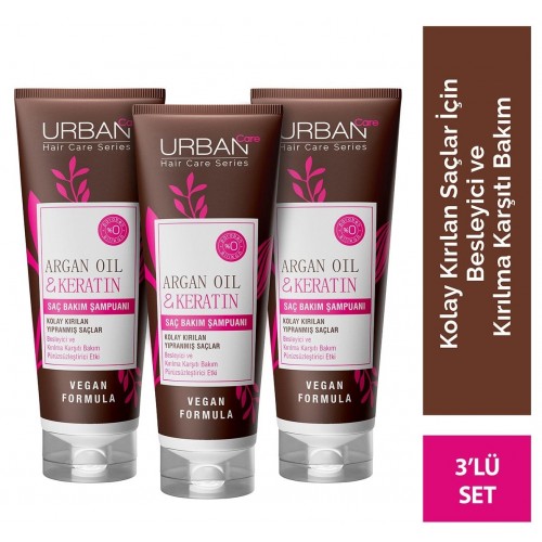 Urban Care Argan Oil & Keratin Saç Bakım Şampuanı 250 ml x 3 Adet