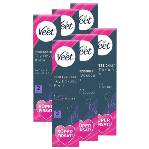 Veet Professional Promo Tüm Ciltler Tüy Dökücü Krem 200 ml x 6 Adet