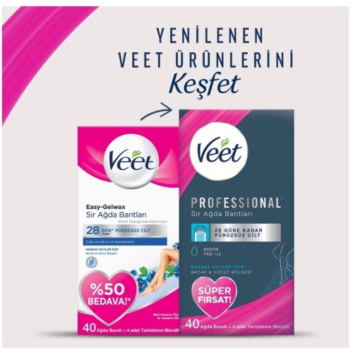 Veet Professional Ağda Bandı Hassas Ciltler İçin 40 lı Veet Professional Ağda Bandı Hassas Ciltler İçin 40 lı