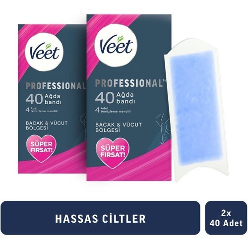 Veet Professional Ağda Bandı Hassas Ciltler İçin 40 lı x 2 Adet Veet Professional Ağda Bandı Hassas Ciltler İçin 40 lı x 2 Adet