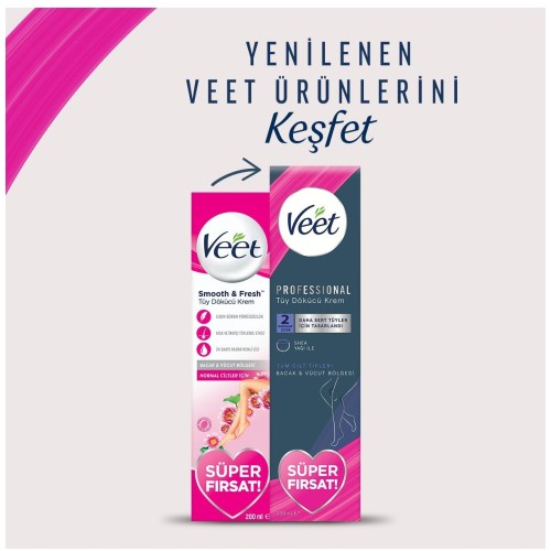 Veet Professional Tüm Ciltler Tüy Dökücü Krem 200ml x 2 Adet(Hediyeli)