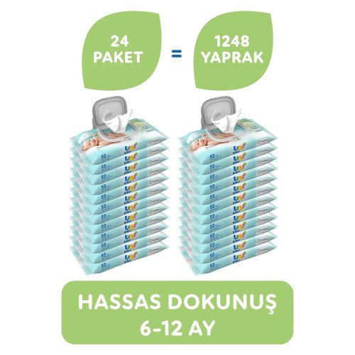 Uni Baby Hassas Dokunuş Islak Mendil 52 li x 24 Adet