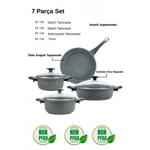 Thermoad 7 Parça Granit Döküm Tencere Seti