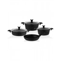 Taç 3455 Master Cook 7 Parça Granit Tencere Seti Siyah