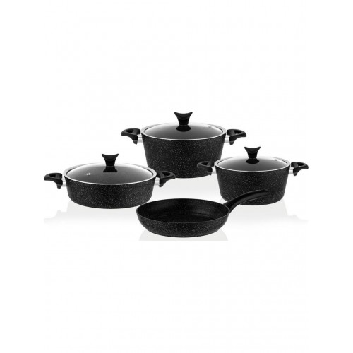 Taç 3455 Master Cook 7 Parça Granit Tencere Seti Siyah