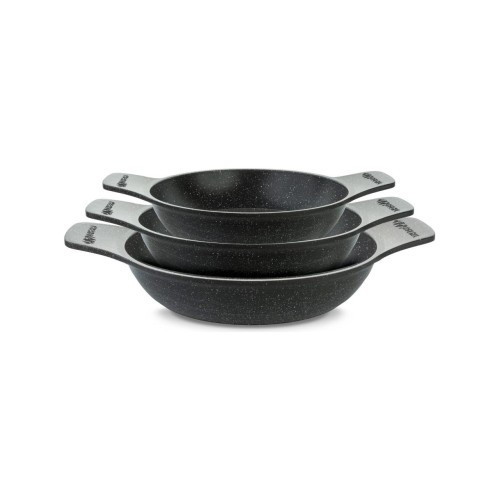 Thermoad Döküm Saplı Güveç Sahan Set |3 Parça |Gri |18cm-20cm-22cm