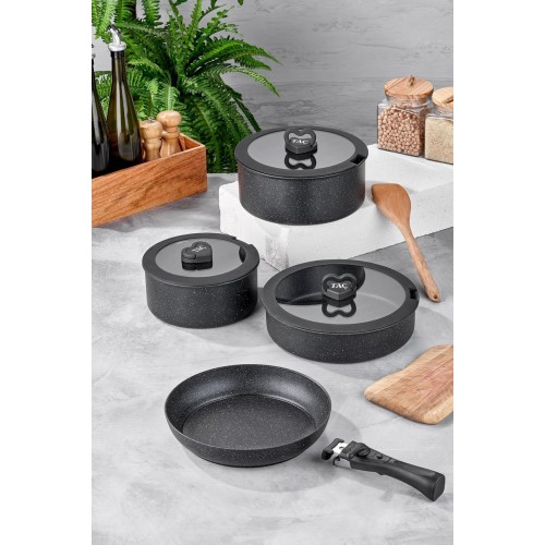 Taç Easy Connect 8 Parça Tencere Seti Siyah